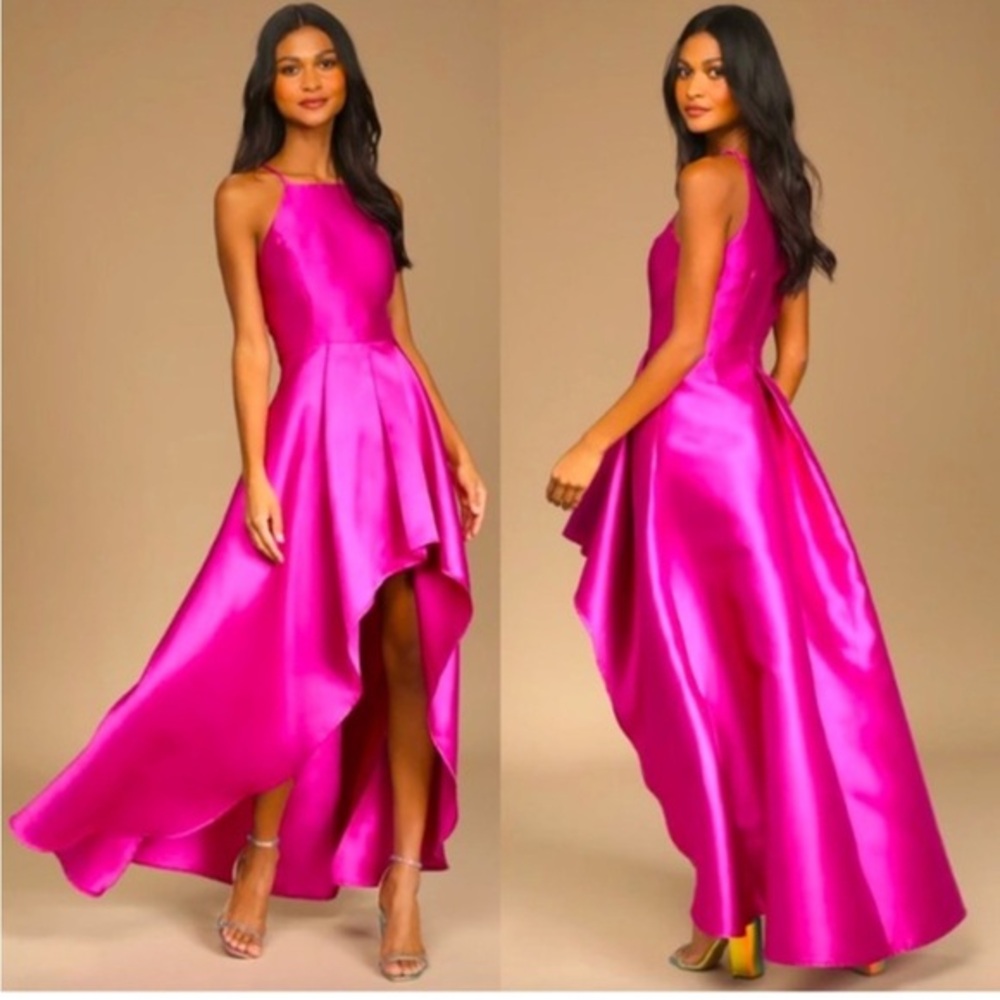 New Lulus Broadway Show Magenta Maxi Dress High Low Gown